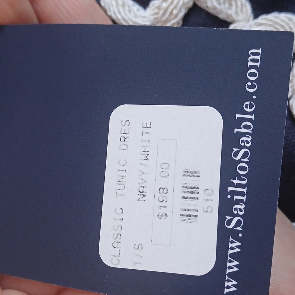 Sail To Sable Navy linen Tunic Dress with White Trim NwT - Picture 7 of 10